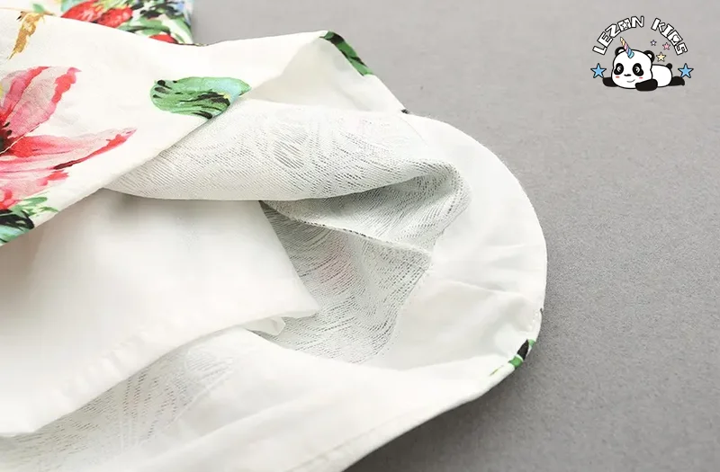 LEZONKIDS - Vestido impresso sem mangas com flores por atacado para meninas, vestido de festa de aniversário, roupas casuais para 2-14 anos